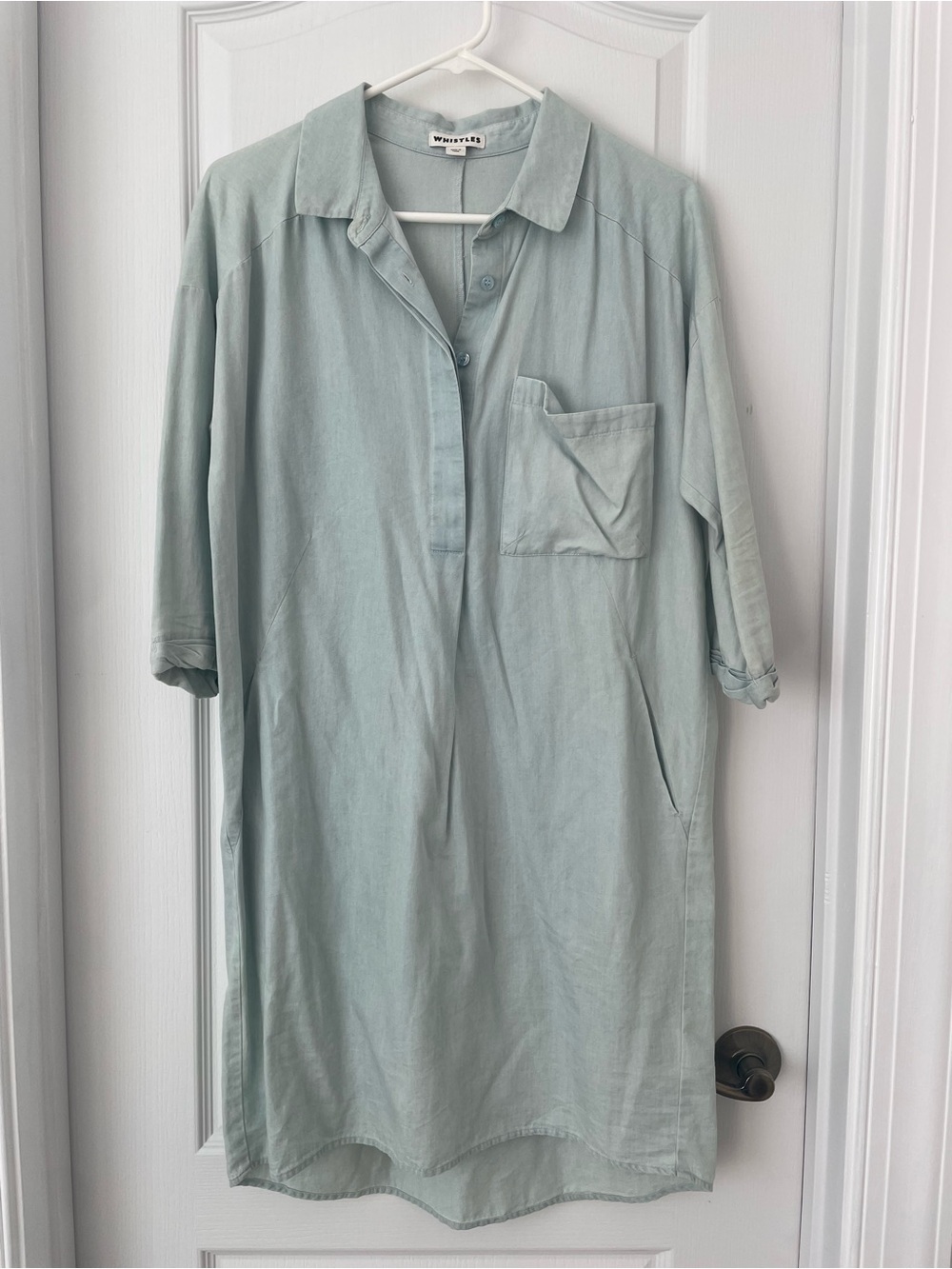 Whistles Lightweight Denim Button-Down Shirt Dress